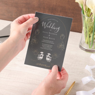 Skull Floral Black Gothic Hochzeit Pergament Einladungen