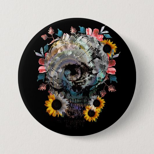 SKULL FLORAL BLUME BUTTON (Vorderseite)