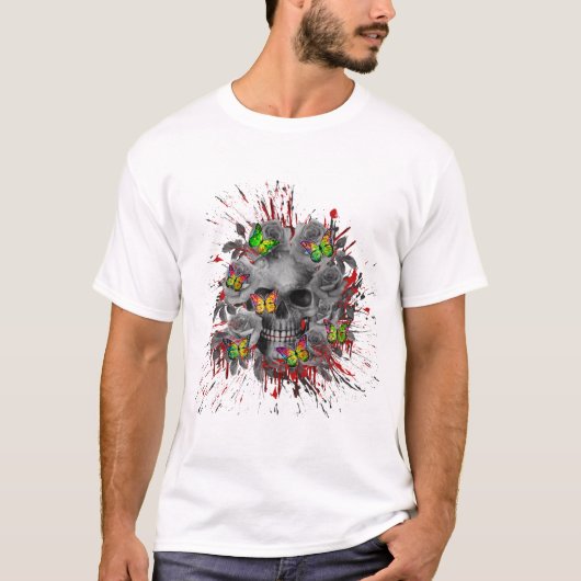SKULL FLORAL FARBFARBIG T-Shirt (Vorderseite)