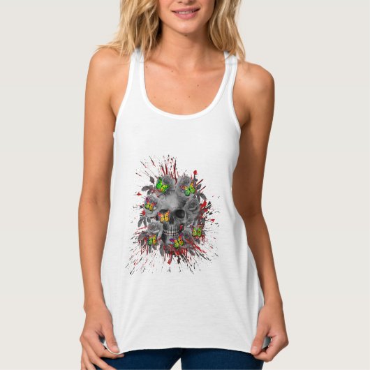 SKULL FLORAL FARBFARBIG TANK TOP (Vorderseite)