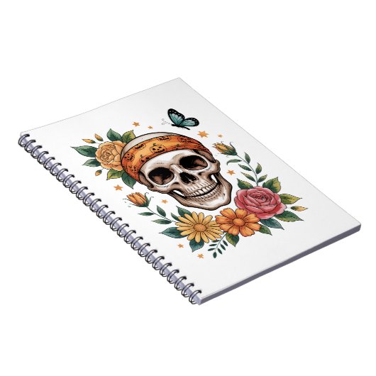 Skull Floral Halloween Spooky Notizblock (Rechte Seite)
