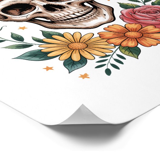 Skull Floral Halloween Spooky Poster (Ecke)