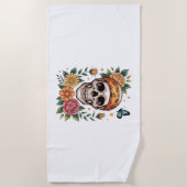 Skull Floral Halloween Spooky Strandtuch (Vorderseite)