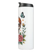 Skull Floral Halloween Spooky Thermosbecher (Nach rechts gedreht)