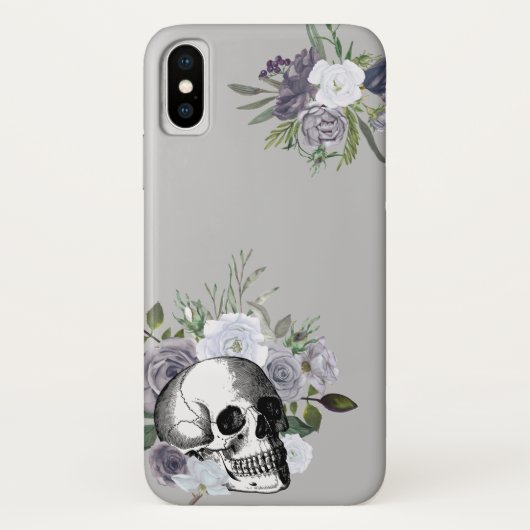 Skull Floral Rose Schwarz-weiß Goth Halloween Case (Rückseite)