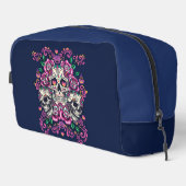 Skull Floral, Skelett Aquarellpinke, Halloween. Waschbeutel (Rechte Ecke)