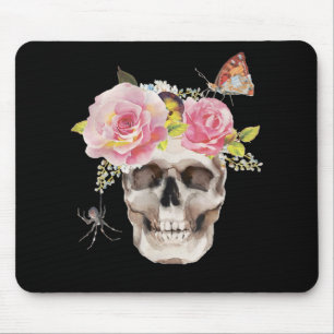 Skull Flowers Butterfly Spider Halloween Gift Mousepad