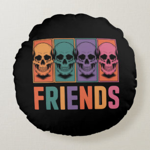 Skull Friends Rundes Kissen