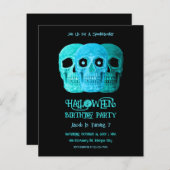 Skull Funny GothBlue Aquamarin Halloween Budget (Vorne/Hinten)