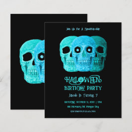 Skull Funny GothBlue Aquamarin Halloween Budget