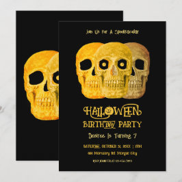 Skull Funny Gothellow Black Halloween Geburtstag Einladung