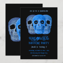 Skull Funny Gothic Blue Black Halloween Geburtstag