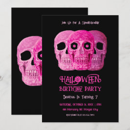 Skull Funny Gothic Girly Pink Halloween Geburtstag Einladung