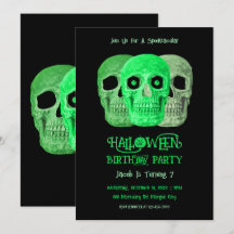 Skull Funny Gothic Green Black Halloween Geburtsta