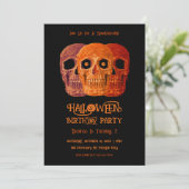 Skull Funny Gothic Orange Black Halloween Geburtst Einladung (Stehend Vorderseite)