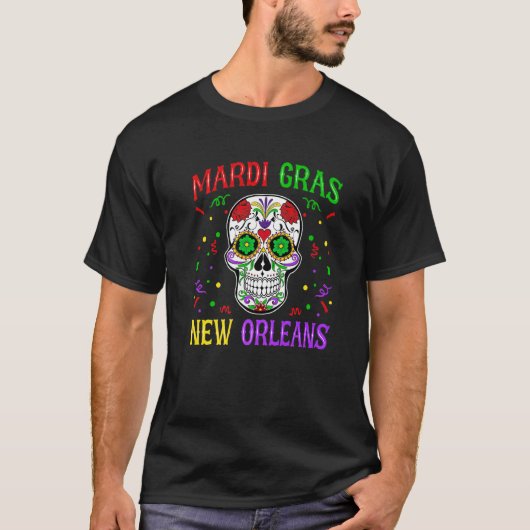 Skull Funny Mardi Gras Carnival Party New Orleans  T-Shirt (Vorderseite)