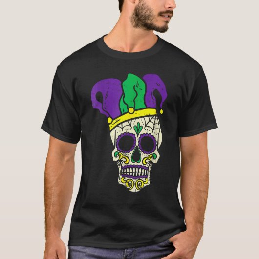 Skull Funny Mardi Gras New Orleans Carnival Men Bo T-Shirt (Vorderseite)