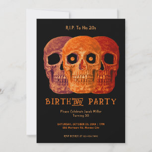 Skull Funny Orange Gothic Geburtstag RIP zu seinen Einladung