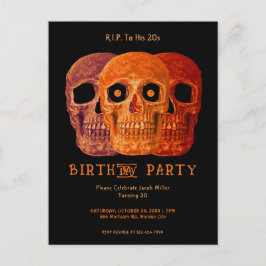 Skull Funny Orange Gothic Geburtstag RIP zu seinen Einladungspostkarte