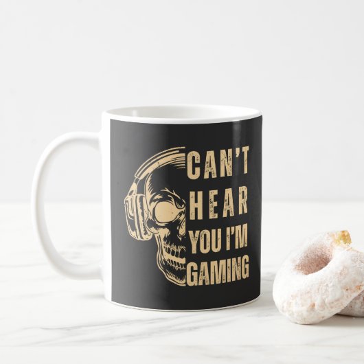 Skull Gamer Art – Can’t Hear You Kaffeetasse (Mit Donut)