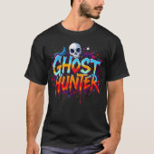 Skull Ghost Hunter Paranormal Graffiti Black T-Shirt (Vorderseite)
