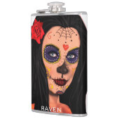 Skull Girl Day of Dead Personalize Name Flask Flachmann (Links)