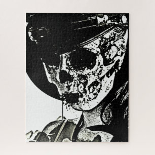 Skull Girl - Schwarz und Weiß Puzzle