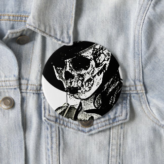 Skull Girl - Schwarze und Weiße Taste Button