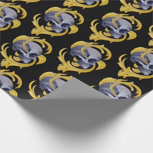 Skull-Gold-Blätter Geschenkpapier (Ecke)