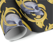 Skull-Gold-Blätter Geschenkpapier (Rolleneckpunkt)