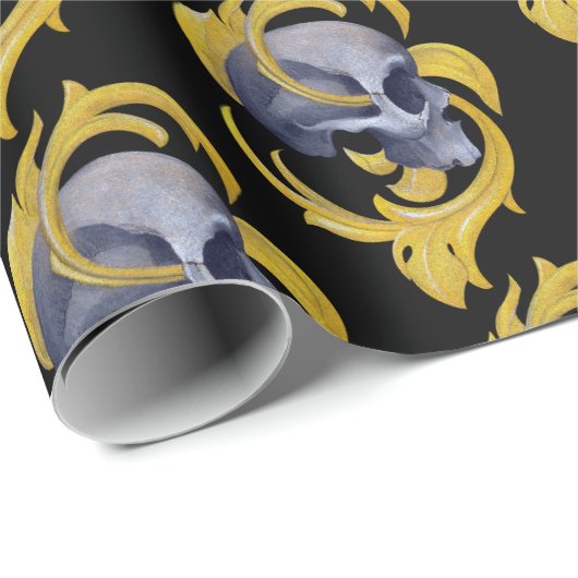 Skull-Gold-Blätter Geschenkpapier (Rolleneckpunkt)