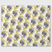 Skull Gold Blätter Muster V2 Geschenkpapier (Flach)