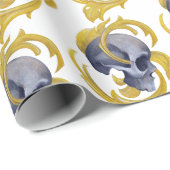 Skull Gold Blätter Muster V2 Geschenkpapier (Rolleneckpunkt)