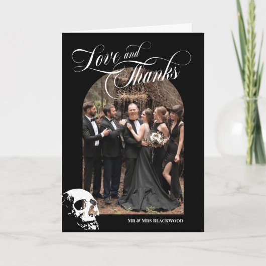 Skull Goth Halloween Hochzeit Liebe und Danke (Vorderseite)