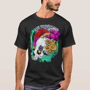 Skull Goth Morel Mushroom Jagd Mycology Psilocybin T-Shirt