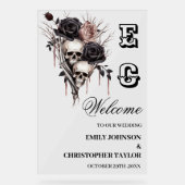 Skull-Gothic-Akryllische Hochzeitszeichen Acrylschild (Vorderseite)