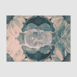 Skull Gothic Aquamarin Beige Grunge Textur Seidenpapier