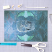 Skull Gothic Aquamarin Blue Grunge Texture Seidenpapier (Handwerk)