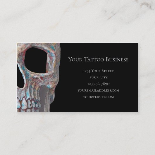 Skull Gothic Cool Gray Blue Black Tattoo Shop Visitenkarte (Rückseite)