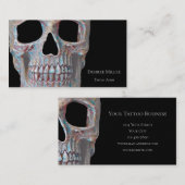 Skull Gothic Cool Gray Blue Black Tattoo Shop Visitenkarte (Vorne/Hinten)