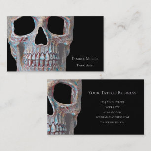 Skull Gothic Cool Gray Blue Black Tattoo Shop Visitenkarte