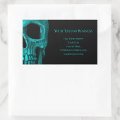 Skull Gothic Dark Aquamarin Black Macabre Tattoo S Rechteckiger Aufkleber (Tasche)