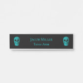 Skull Gothic Dark Aquamarin Black Macabre Tattoo S Türschild (Vorderseite )