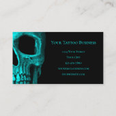 Skull Gothic Dark Aquamarin Black Macabre Tattoo S Visitenkarte (Rückseite)