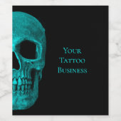 Skull Gothic Dark Aquamarin Black Macabre Tattoo S Weinetikett (Einzelnes Label)