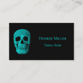 Skull Gothic Dark Aquamarin Black Tattoo Shop Visitenkarte (Vorderseite)