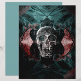 Skull Gothic Floral Aquamarin Black Grunge Textur