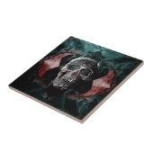 Skull Gothic Floral Aquamarin Black Grunge Textur Fliese (Seite)