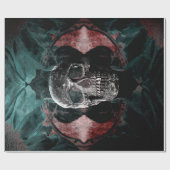 Skull Gothic Floral Aquamarin Black Grunge Textur Geschenkpapier (Flach)