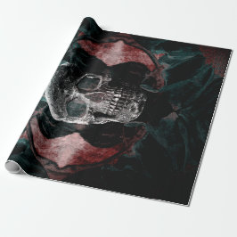Skull Gothic Floral Aquamarin Black Grunge Textur Geschenkpapier